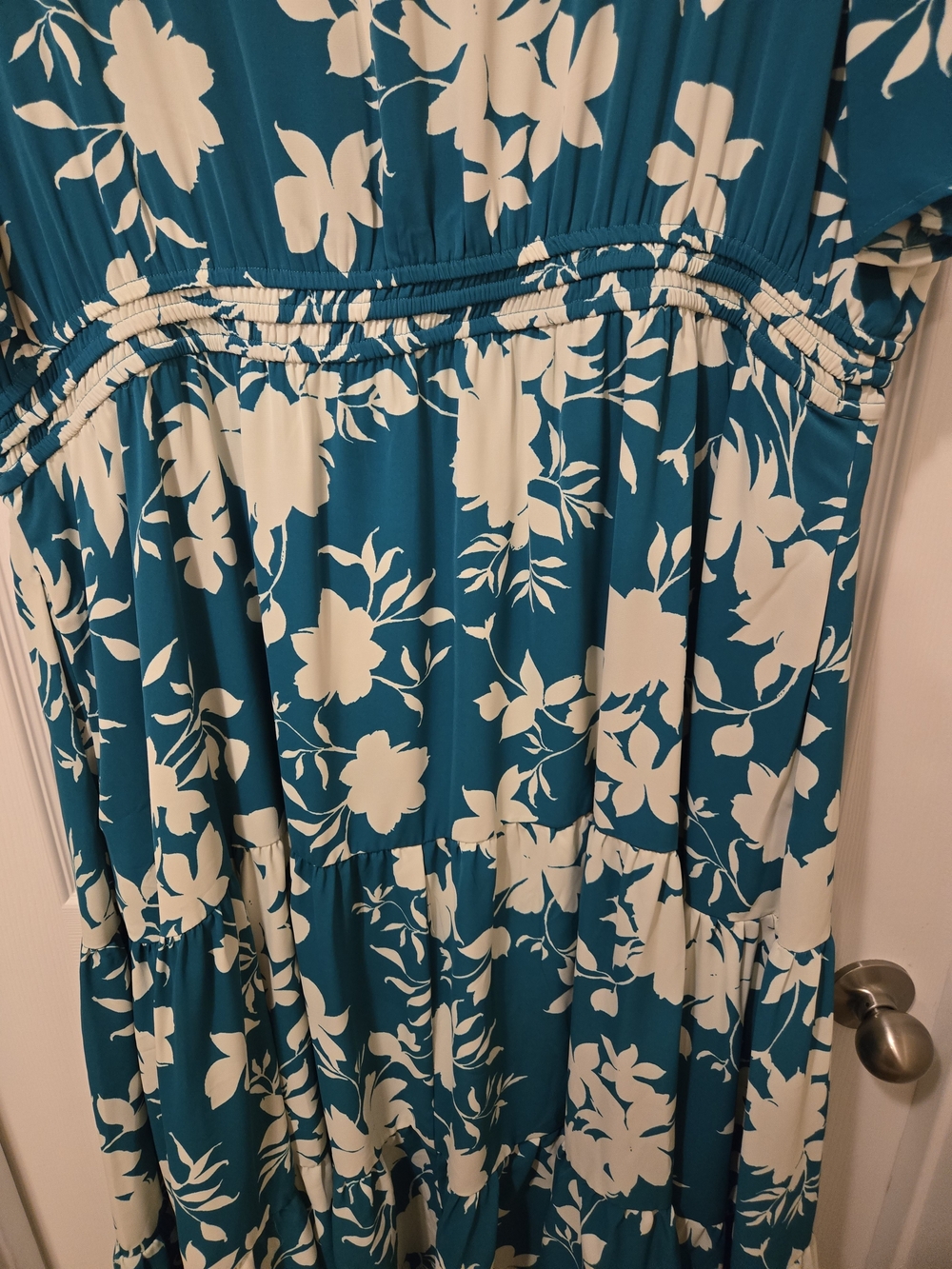 torrid Teal Floral Maxi Dress with Cream Blooms - Picture 15 of 15
